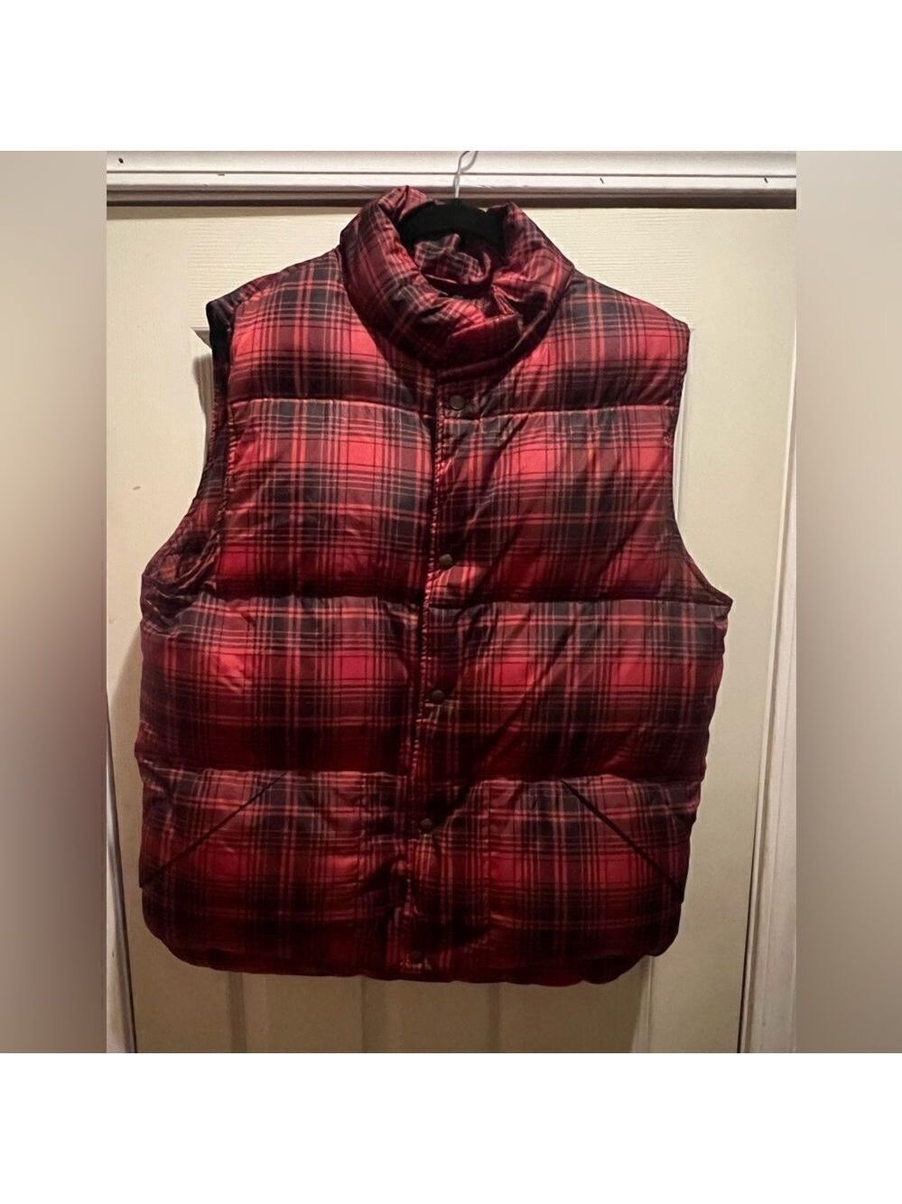 Vintage LL BEAN Red/Black Plaid Goose Down Packable Puffer